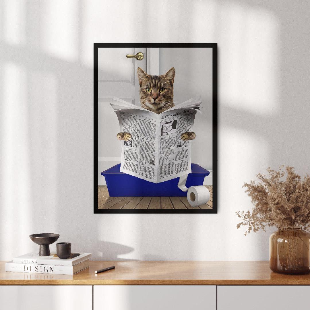 Custom Cat in Litter Tray Portrait - Framed Poster