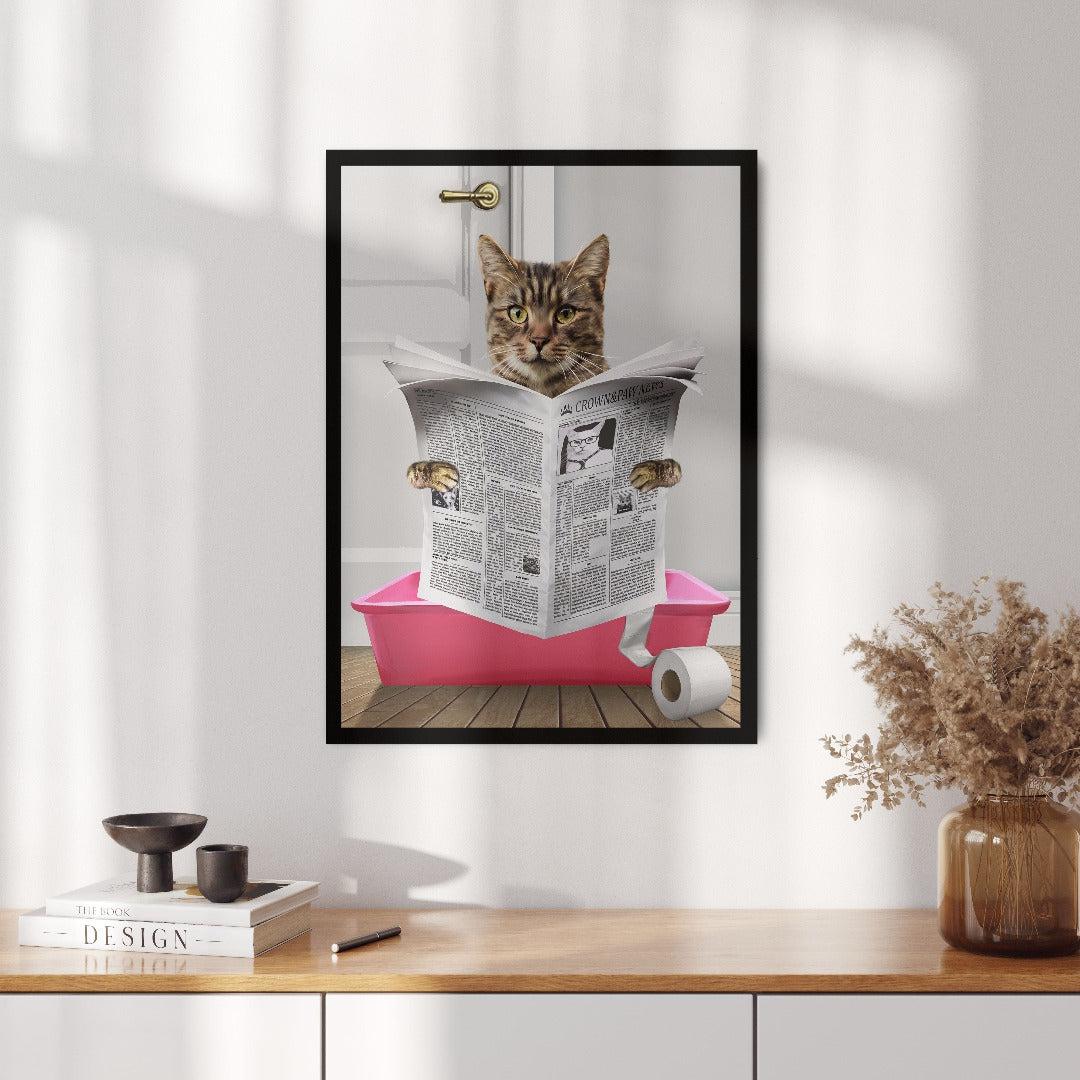 Custom Cat in Litter Tray Portrait - Framed Poster