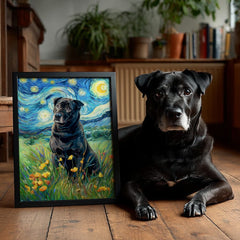 Custom Starry Night Style Pet Portrait – Personalized Van Gogh-Inspired Wall Art