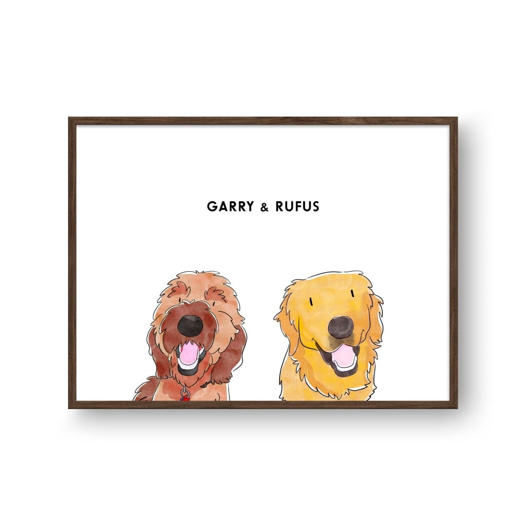 Watercolor Pet Portrait - Two Pets, Framed Poster