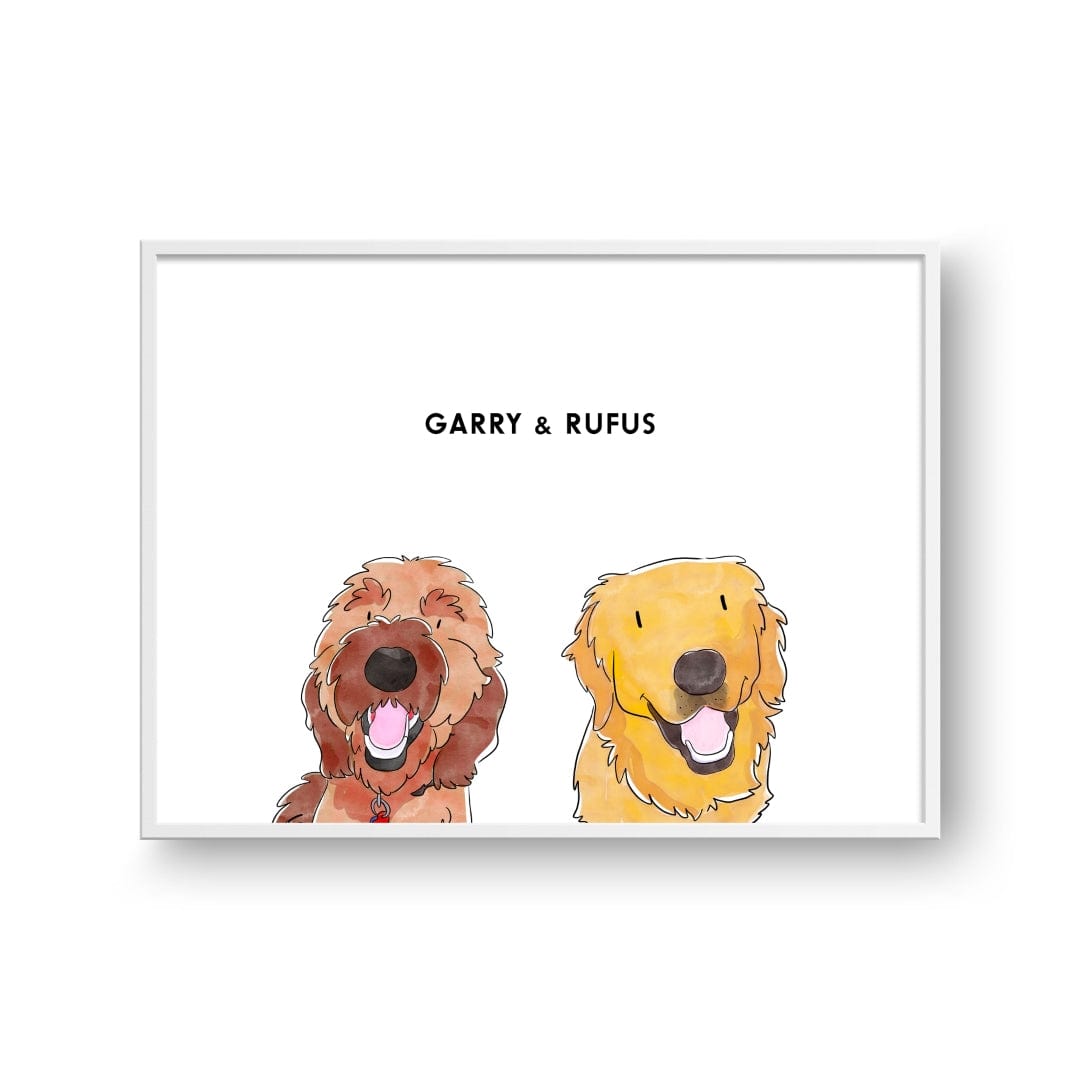 Watercolor Pet Portrait - Two Pets, Framed Poster