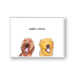 Watercolor Pet Portrait - Two Pets, Framed Poster