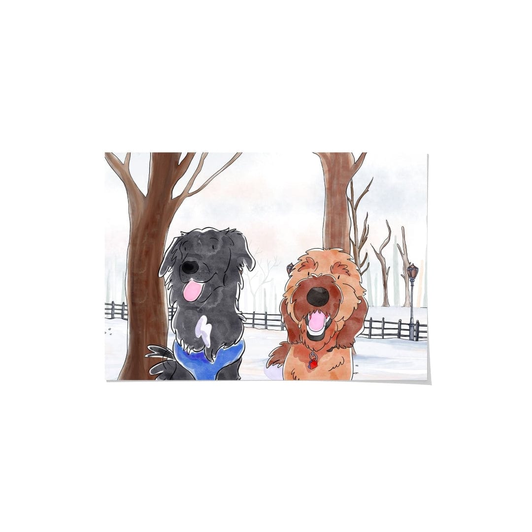 Watercolor Pet Portrait - Two Pets, Framed Poster