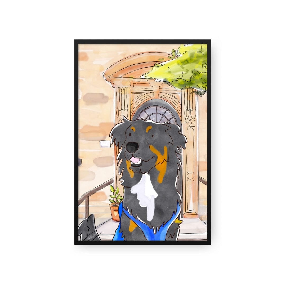Watercolor Pet Portrait - One Pet, Framed Poster