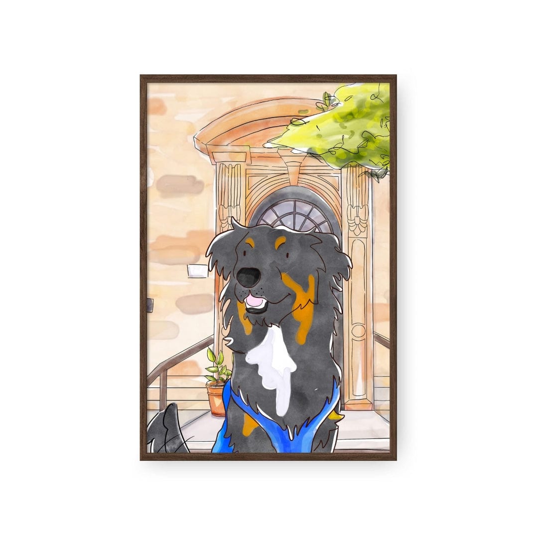 Watercolor Pet Portrait - One Pet, Framed Poster