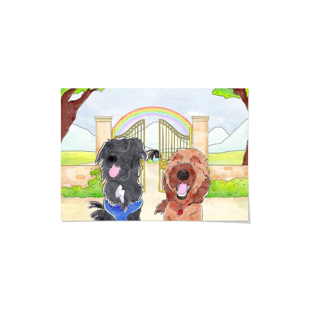 Watercolor Pet Portrait - Two Pets, Framed Poster