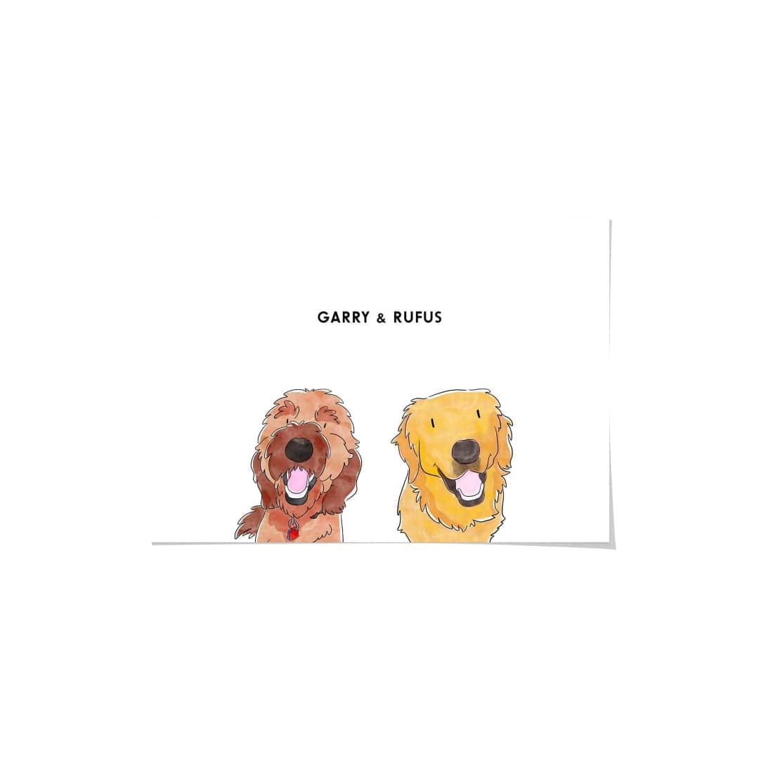 Watercolor Pet Portrait - Two Pets, Framed Poster