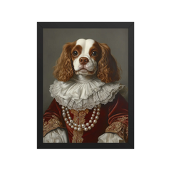 Royal Pet Portrait – Custom Noble Style Dog & Cat Painting on Enhanced Matte Paper with Solid Wood Frame