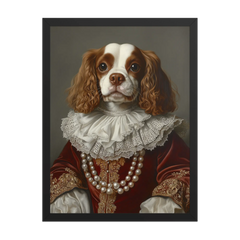 Royal Pet Portrait – Custom Noble Style Dog & Cat Painting on Enhanced Matte Paper with Solid Wood Frame