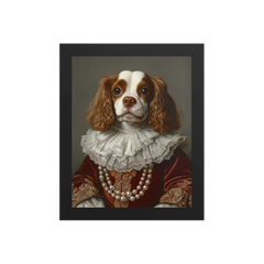 Royal Pet Portrait – Custom Noble Style Dog & Cat Painting on Enhanced Matte Paper with Solid Wood Frame