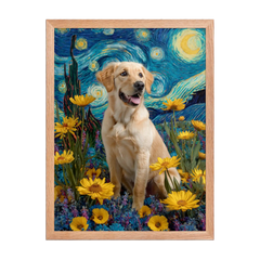 Custom Starry Night Style Pet Portrait – Personalized Van Gogh-Inspired Wall Art