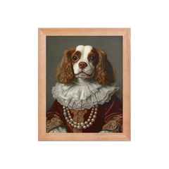 Royal Pet Portrait – Custom Noble Style Dog & Cat Painting on Enhanced Matte Paper with Solid Wood Frame