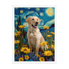 Custom Starry Night Style Pet Portrait – Personalized Van Gogh-Inspired Wall Art