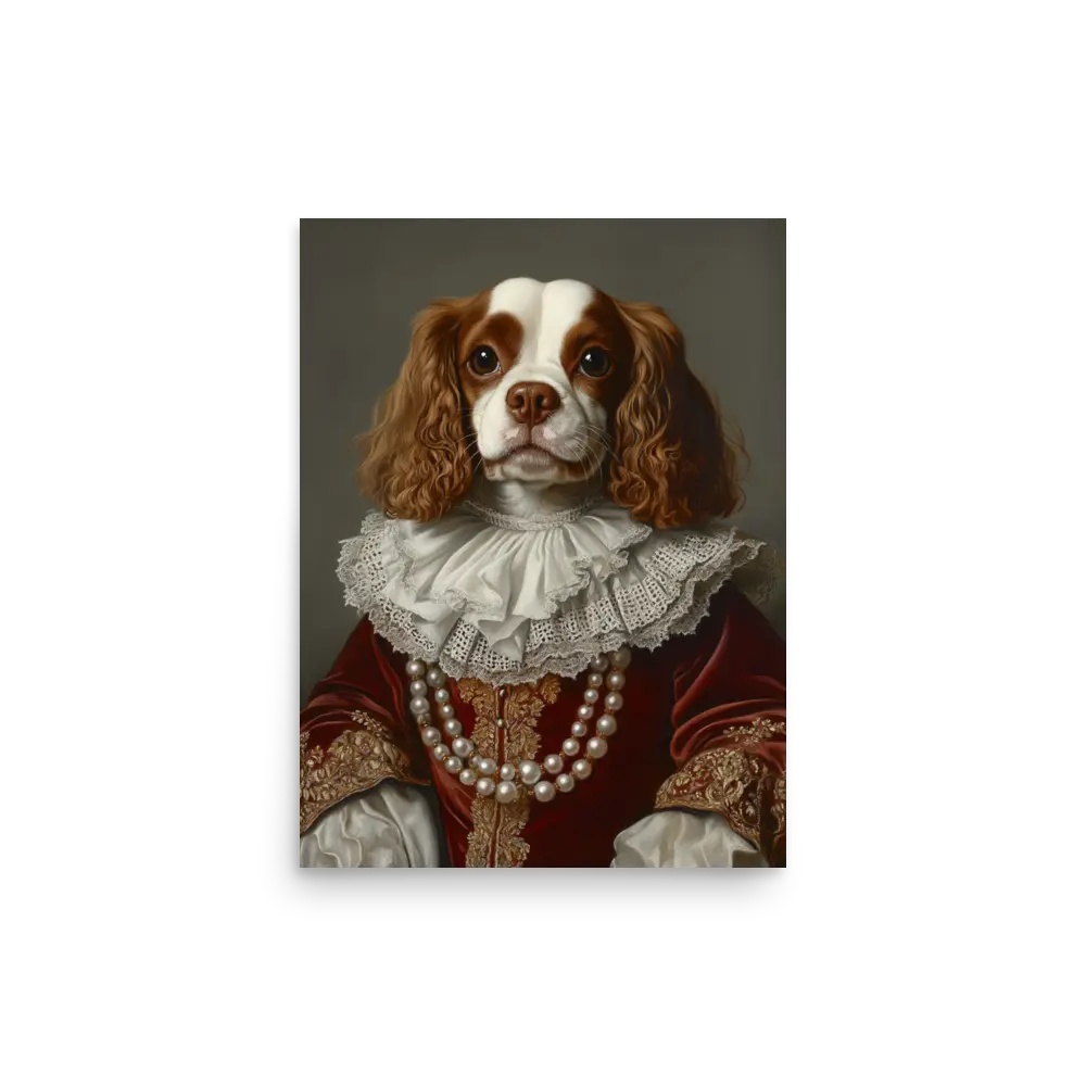 Royal Pet Portrait – Custom Noble Style Dog & Cat Painting on Enhanced Matte Paper with Solid Wood Frame