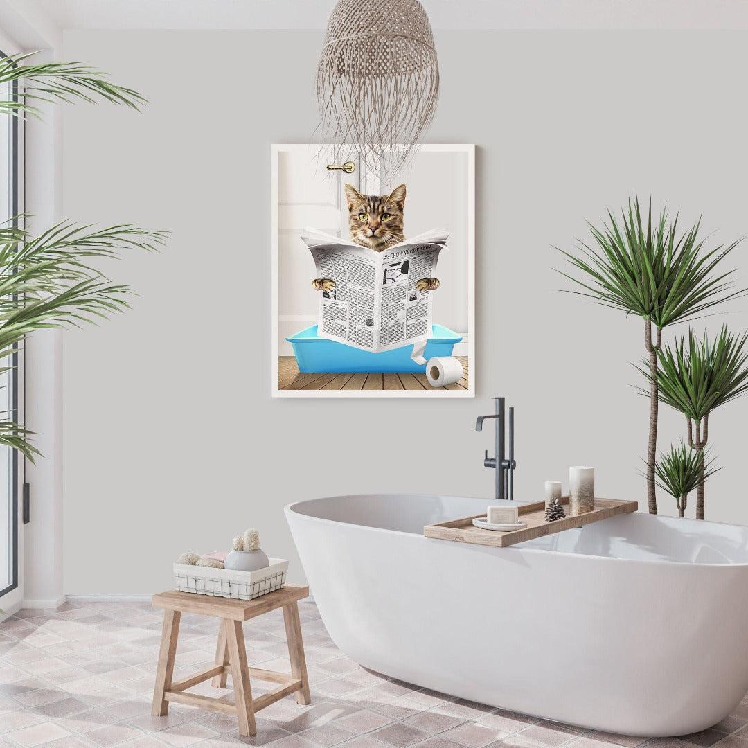 Custom Cat in Litter Tray Portrait - Framed Poster