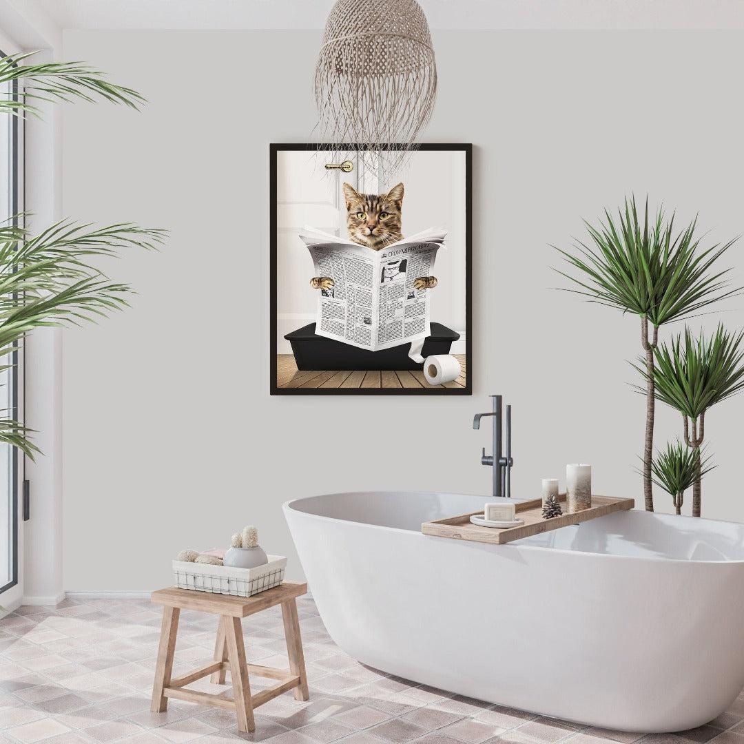 Custom Cat in Litter Tray Portrait - Framed Poster