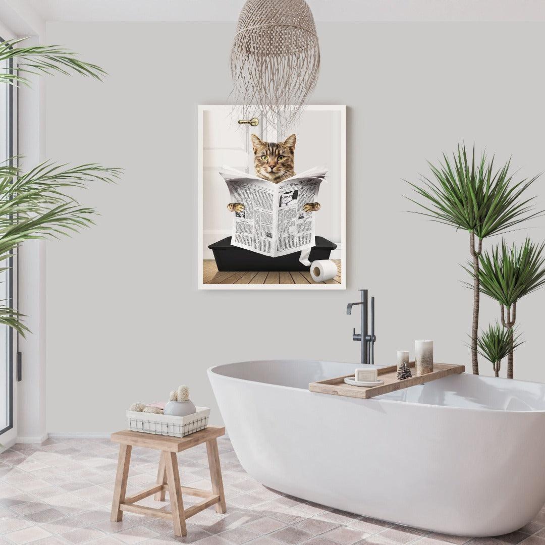Custom Cat in Litter Tray Portrait - Framed Poster