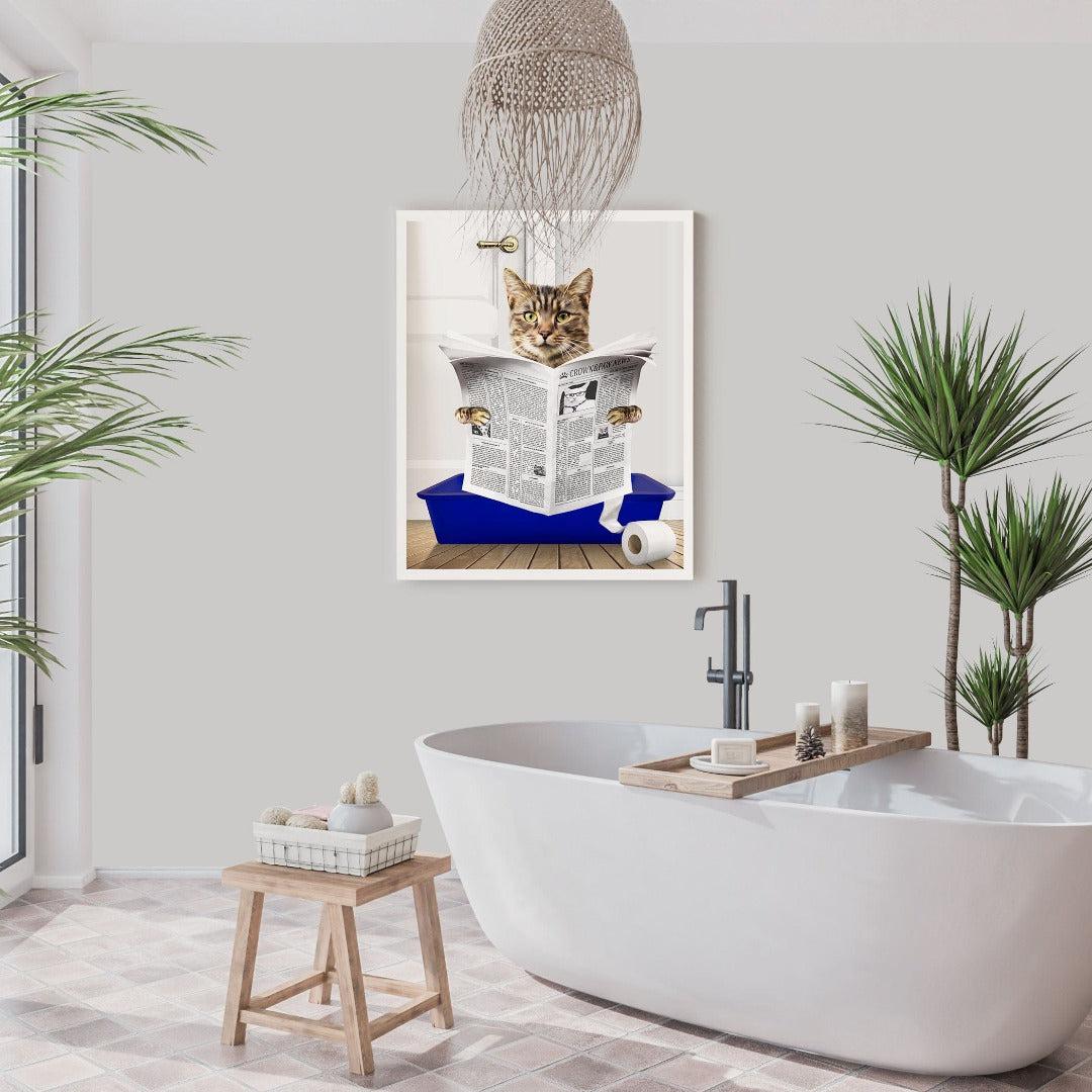 Custom Cat in Litter Tray Portrait - Framed Poster