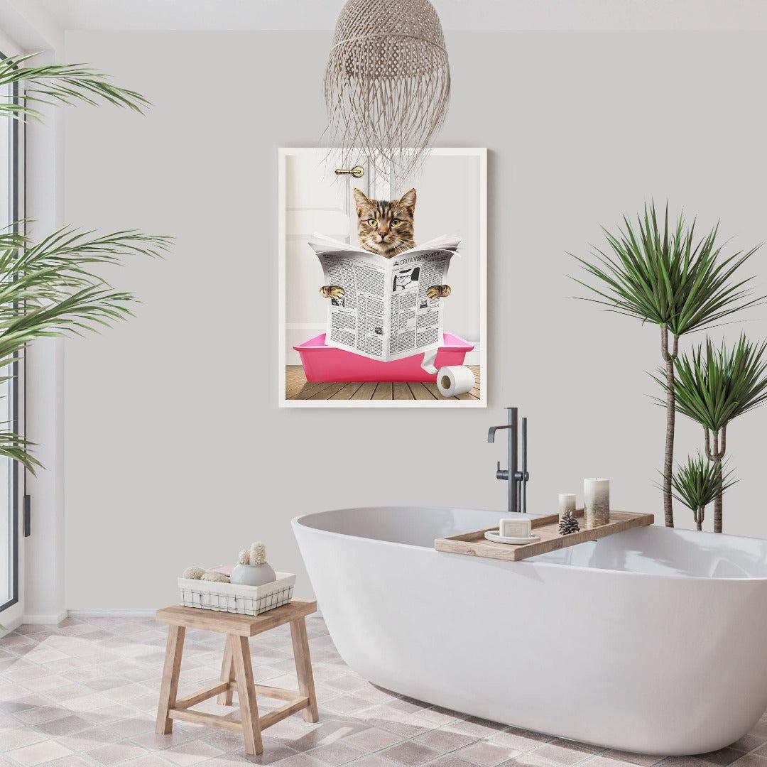 Custom Cat in Litter Tray Portrait - Framed Poster