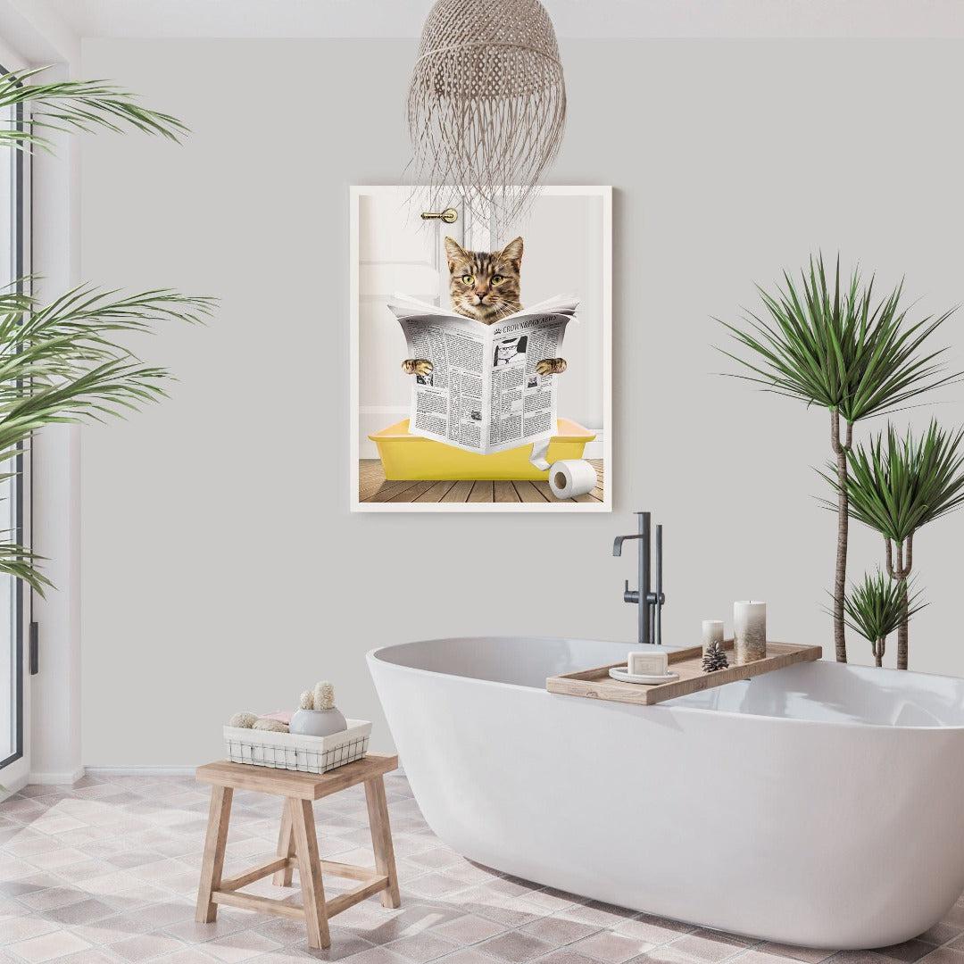 Custom Cat in Litter Tray Portrait - Framed Poster
